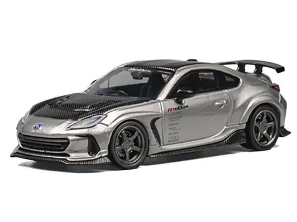 Subaru BRZ Varis Arising-1 RHD (Right Hand Drive) Gray Metallic with Carbon Hood and Top and Extra Wheels 1/64 Diecast Model Car by CM Model #2
