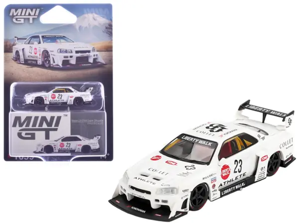 Nissan LB-ER34 Super Silhouette RHD (Right Hand Drive) #23 "ATHLETE - COLLET" White with Graphics Limited Edition 1/64 Diecast Model Car by Mini GT #1