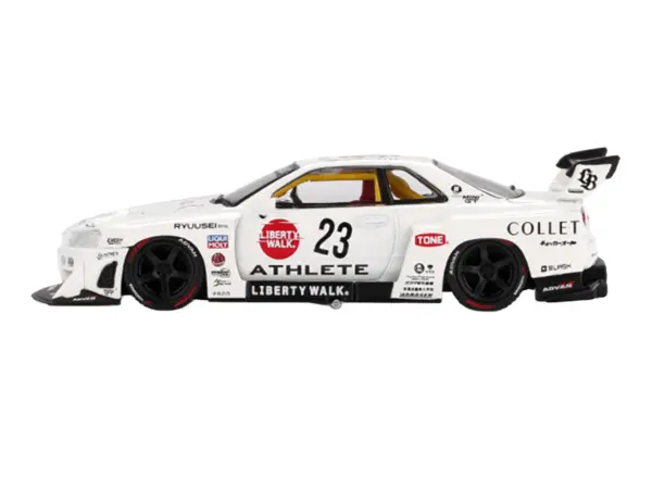 Nissan LB-ER34 Super Silhouette RHD (Right Hand Drive) #23 "ATHLETE - COLLET" White with Graphics Limited Edition 1/64 Diecast Model Car by Mini GT #2