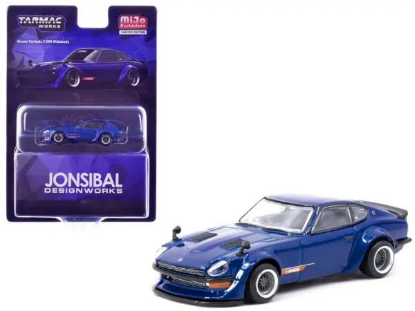 Nissan Fairlady Z S30 Widebody RHD (Right Hand Drive) "Designed by Jon Sibal" Blue Metallic "Global64" Series 1/64 Diecast Model Car by Tarmac Works #1
