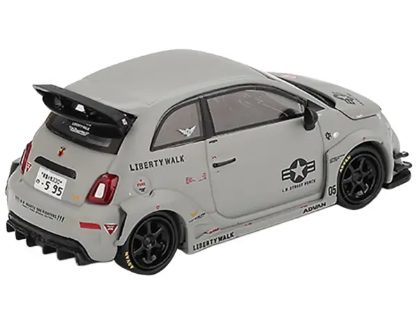 ABARTH 595 LB-Works x Abas Works "Fighters" Matt Gray Limited Edition 1/64 Diecast Model Car by Mini GT #3