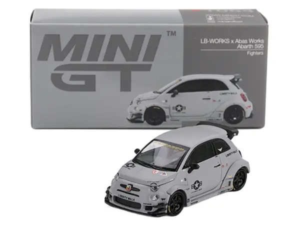 ABARTH 595 LB-Works x Abas Works "Fighters" Matt Gray Limited Edition 1/64 Diecast Model Car by Mini GT #4