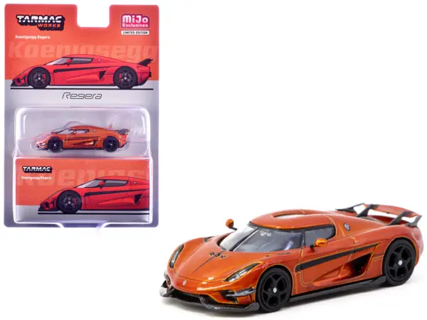 Koenigsegg Regera Orange Metallic with Black Stripes "Global64" Series 1/64 Diecast Model Car by Tarmac Works #1