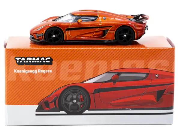 Koenigsegg Regera Orange Metallic with Black Stripes "Global64" Series 1/64 Diecast Model Car by Tarmac Works #3