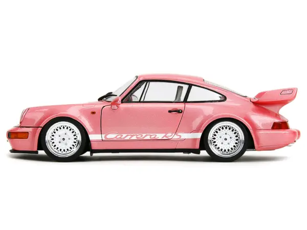 Porsche 911 Carrera RS (964) Pink Metallic with White Stripes "Pink Slips" Series 1/18 Diecast Model Car by Jada #3