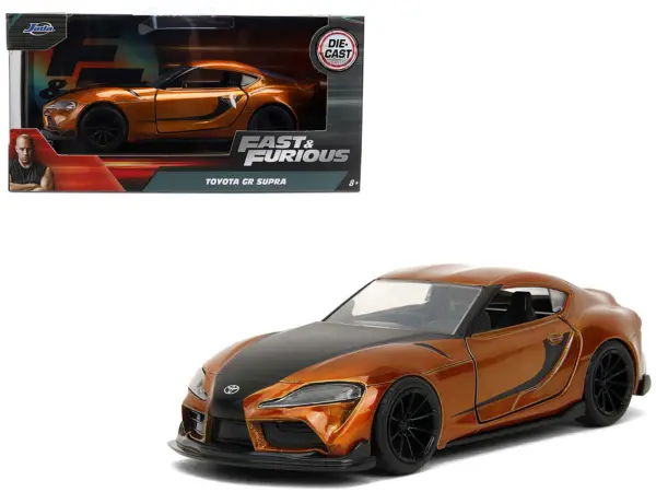 2020 Toyota Supra Orange Metallic with Black Stripes "F9" (2021) Movie "Fast & Furious" Series 1/32 Diecast Model Car by Jada #1