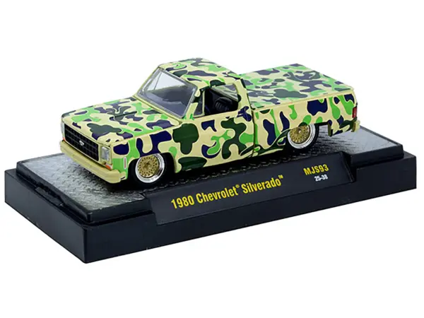 1980 Chevrolet Silverado Pickup Truck Camouflage Limited Edition to 7480 pieces Worldwide 1/64 Diecast Model Car by M2 Machines #2