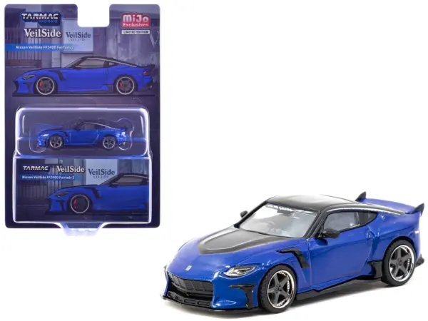 Nissan VeilSide FFZ400 Fairlady Z RHD (Right Hand Drive) Blue Metallic with Black Top "Global64" Series 1/64 Diecast Model by Tarmac Works #1