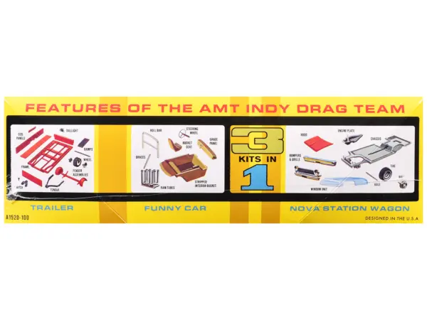 Skill 2 Model Kit Indy Drag Combo Chevrolet II Wagon and Funny Car with Trailer 3 in 1 Set 1/25 Scale Model by AMT #3