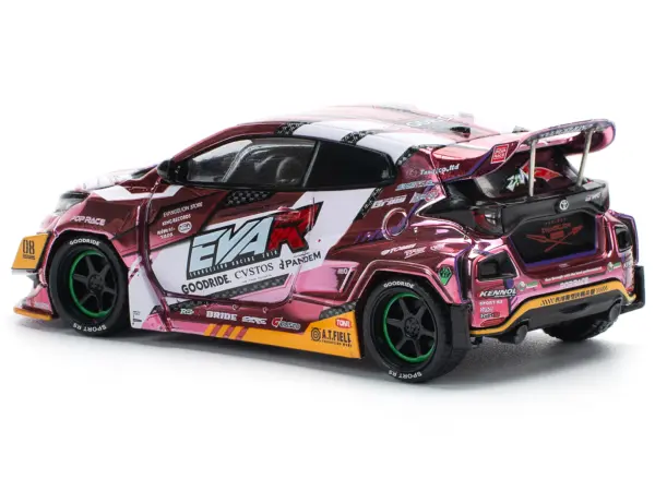 Toyota Goodride GR Yaris RHD (Right Hand Drive) "EVA RT Production Model-08" Pink Metallic with Graphics 1/64 Diecast Model Car by Pop Race #5