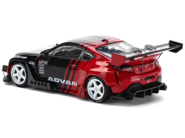 Toyota Pandem GR86 "Advan" Black and Red with Graphics 1/64 Diecast Model Car by Pop Race #4