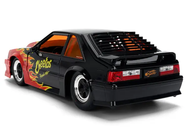 1989 Ford Mustang GT Black with Red Flame Graphics and Chester Cheetah Diecast Figure "Cheetos Flamin' Hot" "Hollywood Rides" Series 1/24 Diecast Model Car by Jada #4