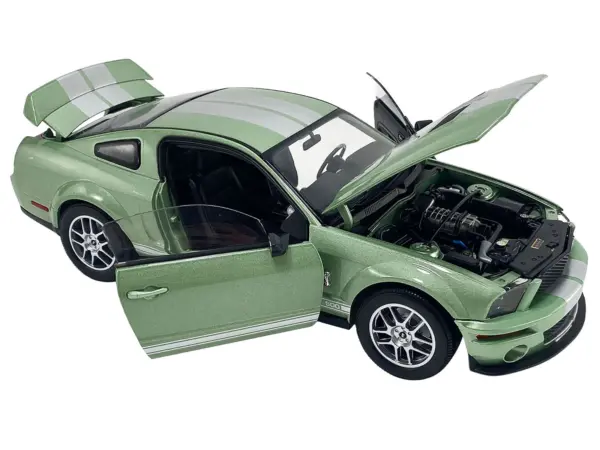 2007 Ford Shelby GT500 Lime Green Metallic with Silver Stripes "Shelby Collectibles" Series 1/18 Diecast Model Car by ACME #2