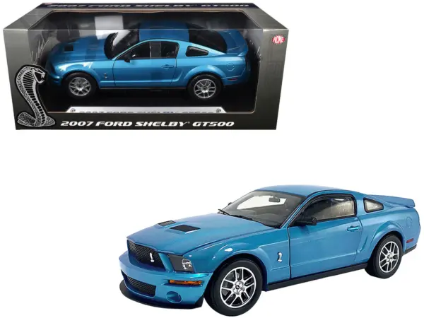 2007 Ford Shelby GT500 Windveil Blue Metallic "Shelby Collectibles" Series 1/18 Diecast Model Car by ACME #1
