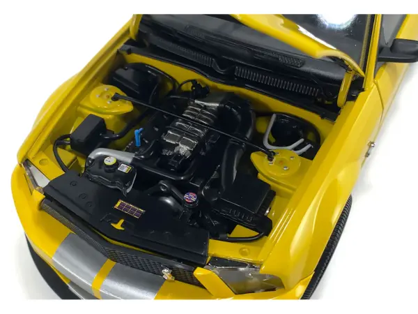 2007 Ford Shelby GT500 Yellow with Silver Stripes "Shelby Collectibles" Series 1/18 Diecast Model Car by ACME #3