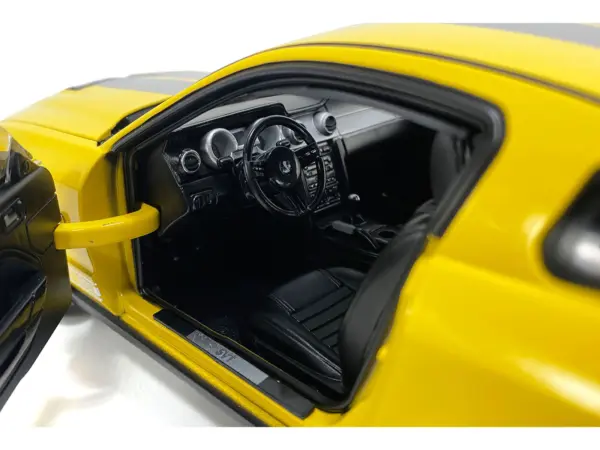2007 Ford Shelby GT500 Yellow with Silver Stripes "Shelby Collectibles" Series 1/18 Diecast Model Car by ACME #4