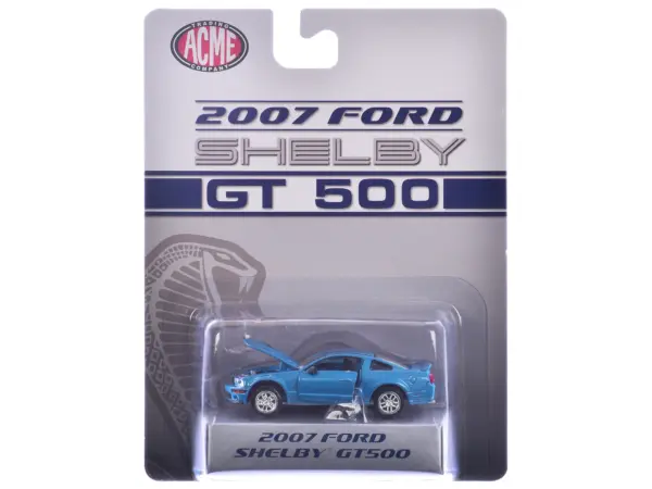 2007 Ford Shelby GT500 Windveil Blue Metallic "Shelby Collectibles" Series 1/64 Diecast Model Car by ACME #1