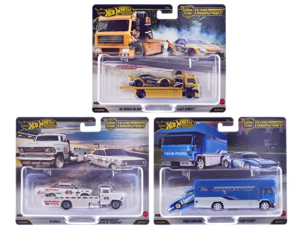 "Team Transport" 3 piece Set J 2025 "Car Culture" Series Diecast Model Cars by Hot Wheels #1