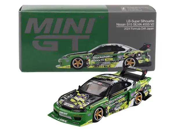 Nissan "LB-Super Silhouette" S15 SILVIA RHD (Right Hand Drive) #555 "V2" Yukio Fausto "Formula Drift Japan" (2024) Limited Edition 1/64 Diecast Model Car by Mini GT #4