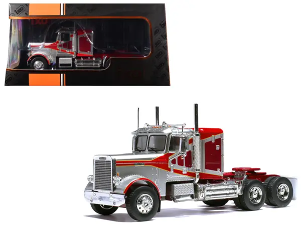 1977 Freightliner FLC 120 64 T Truck Tractor Red and Silver Metallic 1/43 Diecast Model by IXO Models #1