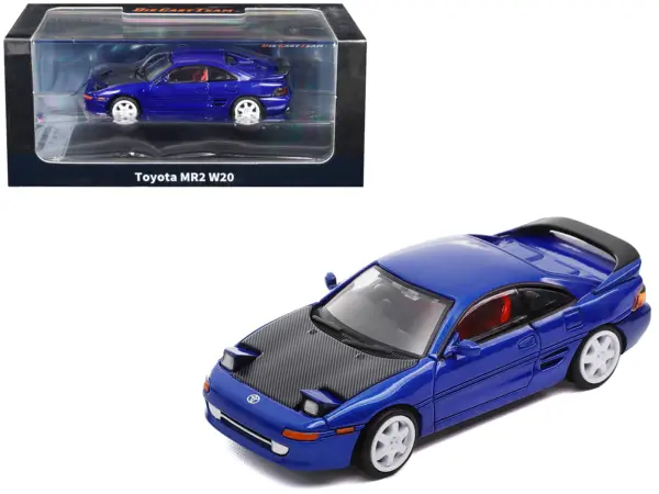 Toyota MR2 W20 RHD (Right Hand Drive) Blue Metallic with Carbon Hood 1/64 Diecast Model Car by Die Cast Team #1