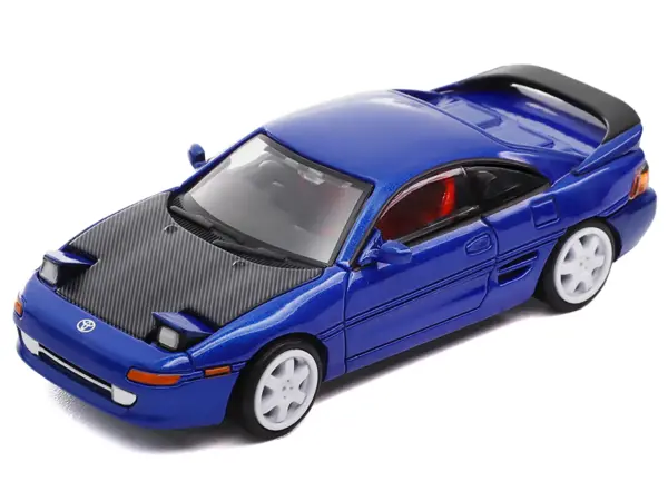 Toyota MR2 W20 RHD (Right Hand Drive) Blue Metallic with Carbon Hood 1/64 Diecast Model Car by Die Cast Team #4