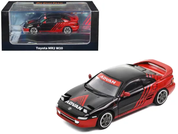 Toyota MR2 W20 RHD (Right Hand Drive) "Advan" Black and Red 1/64 Diecast Model Car by Die Cast Team #1