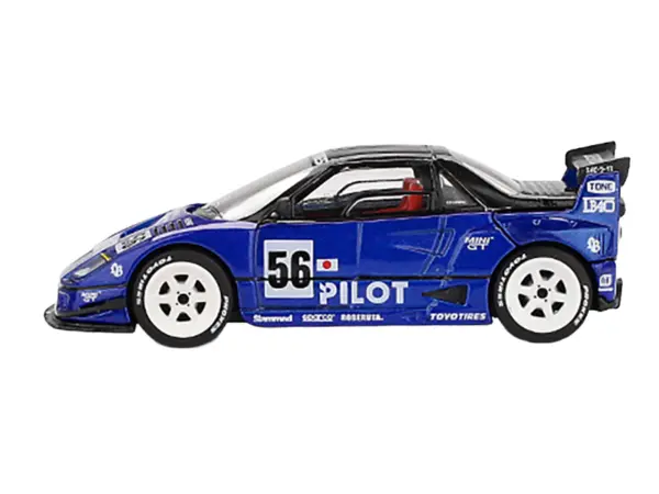 Mazda AZ-1 Liberty Walk LB40 RHD (Right Hand Drive) #56 "PILOT" Blue Metallic with Black Top Limited Edition 1/64 Diecast Model Car by Mini GT #2