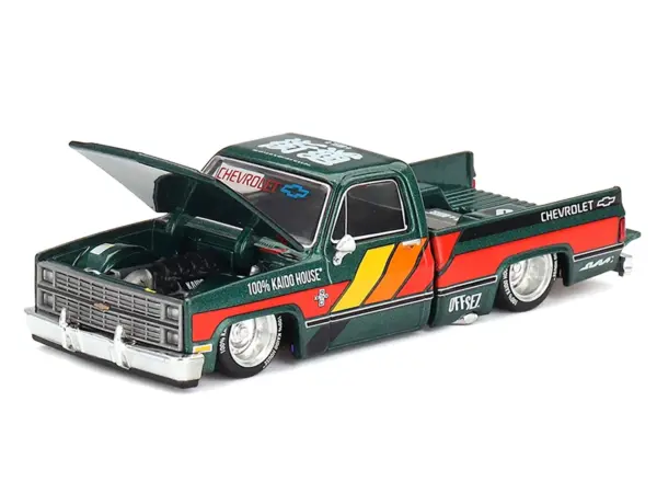 Chevrolet Silverado Pickup Truck "Kaido Works V3" Dark Green Metallic with Graphics (Designed by Jun Imai) "Kaido House" Special 1/64 Diecast Model Car by Mini GT #2