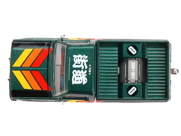 Chevrolet Silverado Pickup Truck "Kaido Works V3" Dark Green Metallic with Graphics (Designed by Jun Imai) "Kaido House" Special 1/64 Diecast Model Car by Mini GT #5