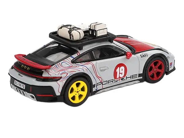 Porsche 911 Dakar #19 "Uncle Rally" Gray with Graphics and Roof Rack Limited Edition 1/64 Diecast Model Car by Mini GT #3
