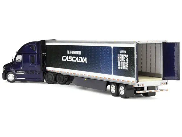 Freightliner Fifth Generation Cascadia Raised Roof Sleeper & 53' Utility Trailer with Skirts Midnight Blue 1/64 Diecast Model by DCP/First Gear #3