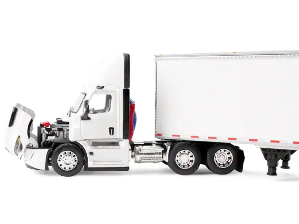 Freightliner Fifth Generation Cascadia Day Cab and 53' Utility Trailer with Skirts White 1/64 Diecast Model by DCP/First Gear #4