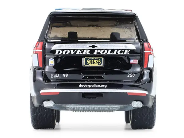 2024 Chevrolet Tahoe Police Pursuit Vehicle "Dover Police – 100th Anniversary Edition" Black with White Stripes "Hobby Exclusive" Series 1/64 Diecast Model Car by Greenlight #5
