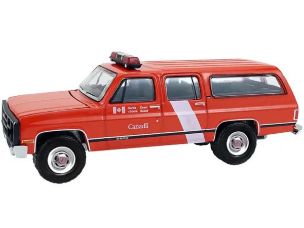 1991 GMC Suburban "Canada Coast Guard" Red with White Stripes "Hot Pursuit - Canada Special Edition" Series 1/64 Diecast Model Car by Greenlight #2