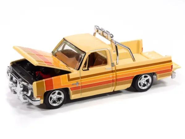 1981 Chevrolet Silverado Fleetside Pickup Truck Cream with Stripes "Hobby Exclusive" Series 1/64 Diecast Model Car by Auto World #2