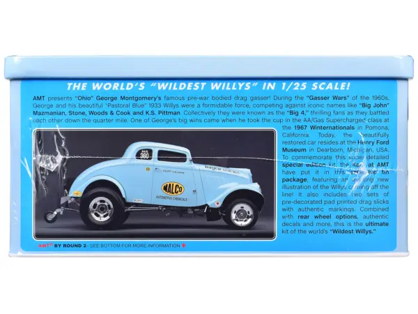 Skill 2 Model Kit 1933 Willys Gasser "Ohio George" with Collectible Tin Packaging 1/25 Scale Model by AMT #3