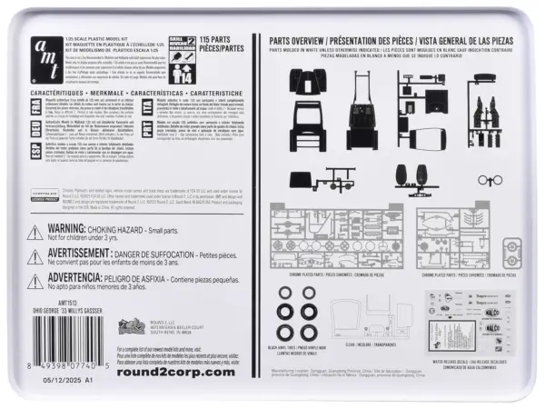 Skill 2 Model Kit 1933 Willys Gasser "Ohio George" with Collectible Tin Packaging 1/25 Scale Model by AMT #4