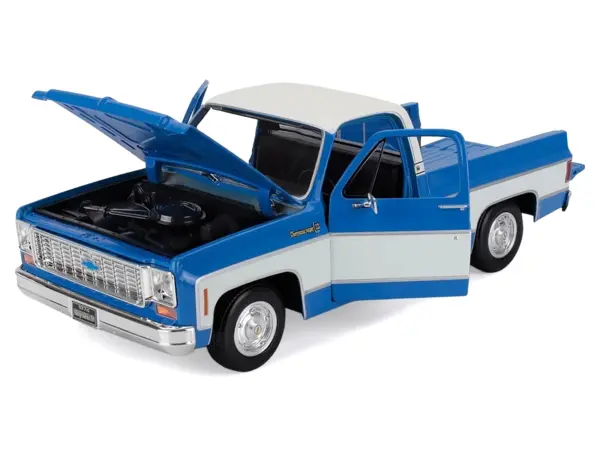 1974 Chevrolet C10 Cheyenne Super Pickup Truck Blue and White "Special Edition" Series 1/18 Diecast Model Car by Maisto #2