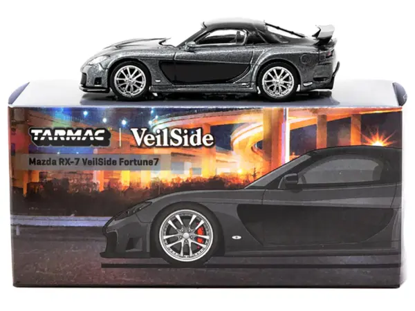 Mazda RX-7 "VeilSide Fortune7" RHD (Right Hand Drive) Gray Metallic and Black "Global64" Series 1/64 Diecast Model Car by Tarmac Works #3