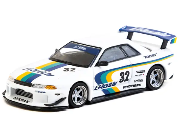 Nissan Skyline GT-R (R32) Widebody RHD (Right Hand Drive) #32 "Greddy - Jonsibal Designworks" White with Stripes "Global64" Series 1/64 Diecast Model by Tarmac Works #2