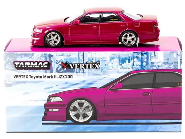 Toyota Vertex Mark II JZX100 RHD (Right Hand Drive) Hot Pink Metallic "Global64" Series 1/64 Diecast Model by Tarmac Works #3
