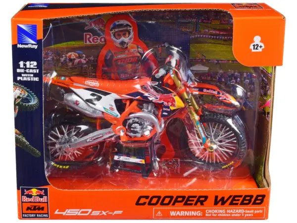 KTM 450 SX-F Motorcycle #2 Cooper Webb "Red Bull KTM Factory Racing" 1/12 Diecast Model by New Ray #1
