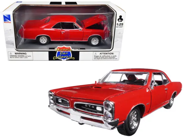 1966 Pontiac GTO Red "Muscle Car Collection" 1/25 Diecast Model Car by New Ray #1