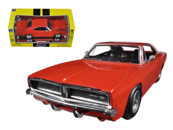 1969 Dodge Charger R/T Orange "Muscle Car Collection" 1/25 Diecast Model Car by New Ray #1