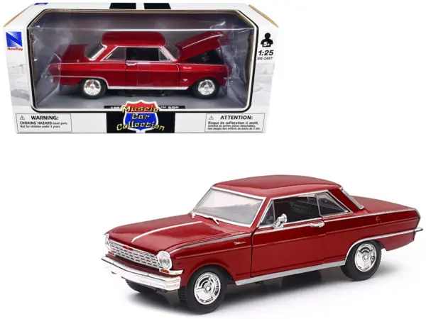 1964 Chevrolet Nova SS Burgundy "Muscle Car Collection" 1/25 Diecast Model Car by New Ray #1