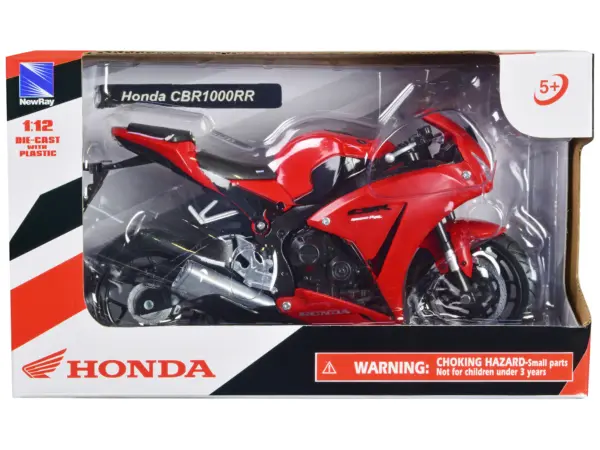 Honda CBR 1000RR Motorcycle Red and Black 1/12 Diecast Model by New Ray #3