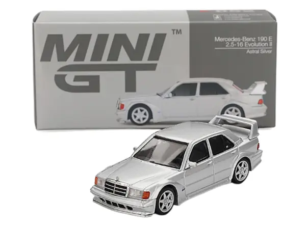 Mercedes-Benz 190E 2.5-16 Evolution II Astral Silver Metallic Limited Edition 1/64 Diecast Model Car by Mini GT #4