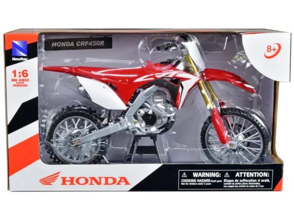 Honda CRF450R Dirt Bike Motorcycle Red and White 1/6 Diecast Model by New Ray #1