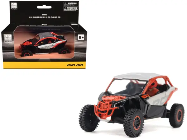 Can-Am Maverick X3 X RS Turbo RR Chalk Gray and Magma Red with Driver Figure 1/32 Diecast Model by BRP Models #1